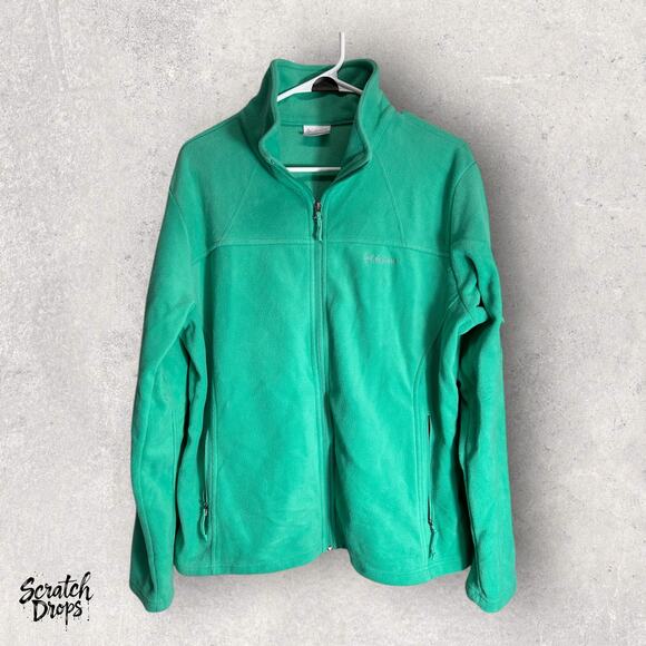 Columbia Men's XL Teal Green Full Zip Fleece Jacket Warm Outdoor Activewear - Picture 1 of 3